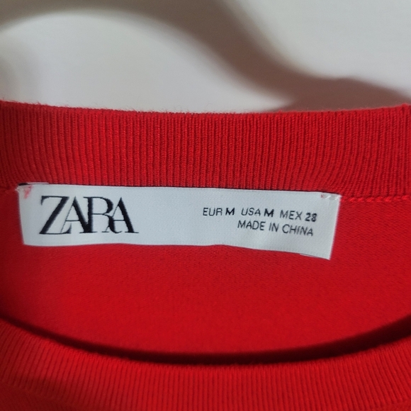 Zara Red Long Sleeve Sweater, Size M - Picture 2 of 7